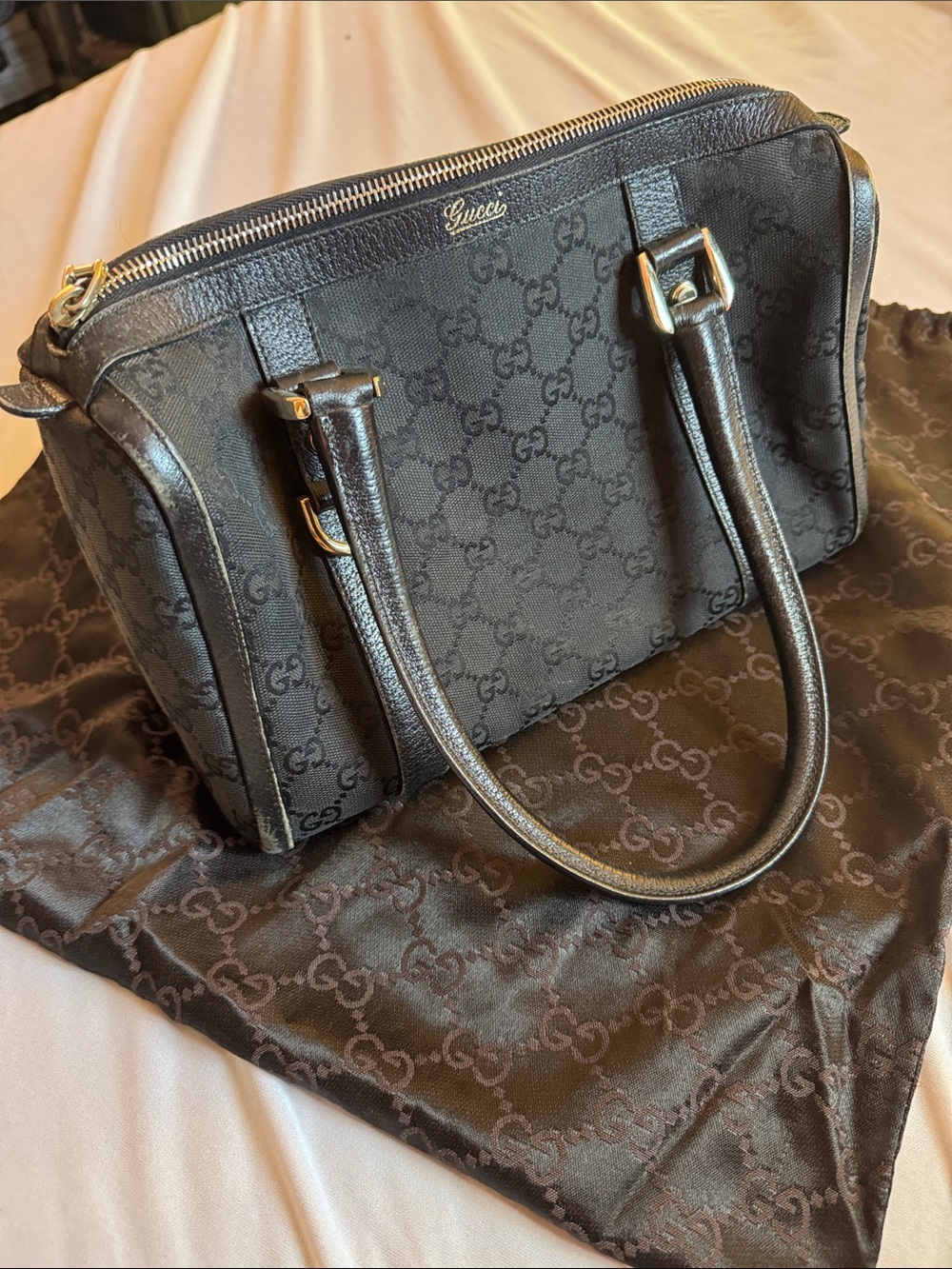Vintage Gucci Black GG Supreme Canvas Double-Handle Satchel
